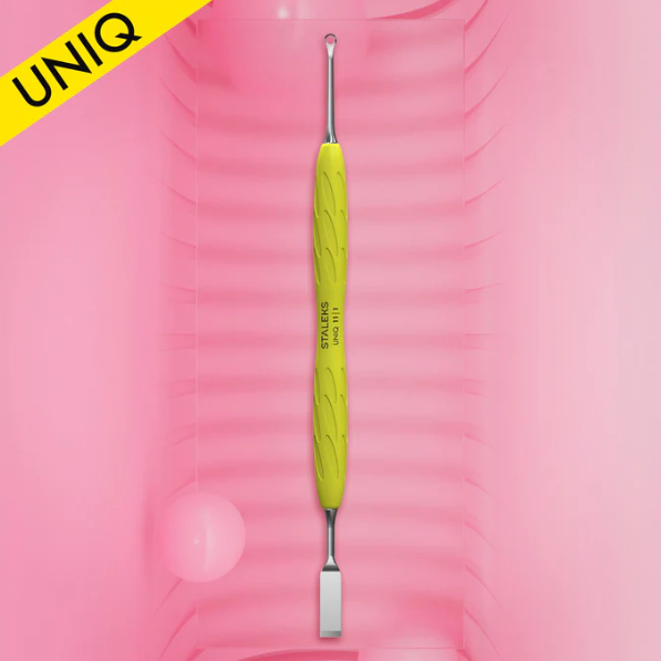 STALEKS UNIQ 11 Type 1 GUMMY Cuticle Pusher – Straight Pusher & Ring, Yellow
