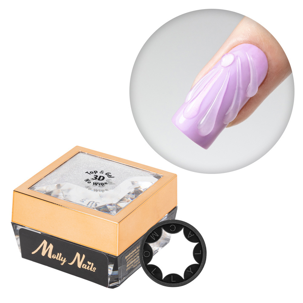 Molly Nails TOP & GEL No Wipe 3D Nail Art Gel 5g + Safety Ring