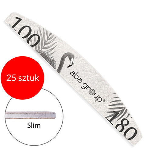 Aba Group SLIM Half-Moon Nail Files 100/180 Grey – 25pcs