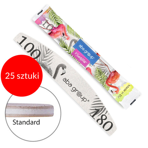 Aba Group Standard Nail Files 100/180 Grey Half-Moon – 25pcs Individually Wrapped