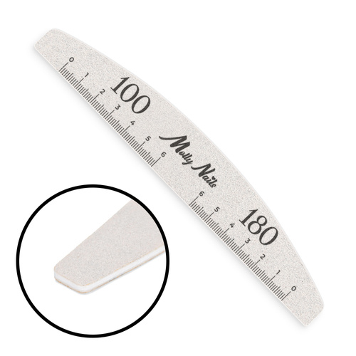 Molly Nails Mineral Half-Moon Nail File 100/180 with Ruler – 1pc