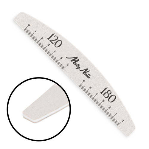Molly Nails Mineral Half-Moon Nail File 120/180 with Ruler – 1pc