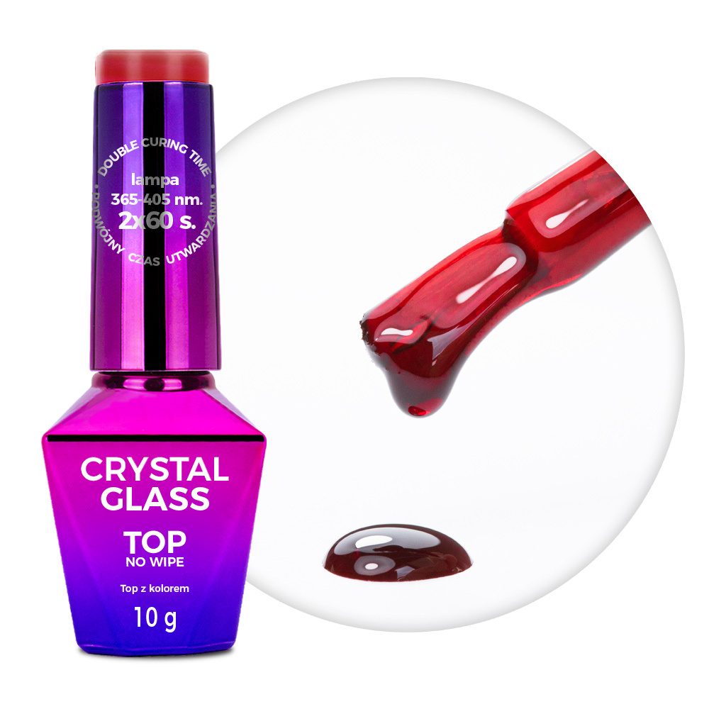 Molly Nails Crystal Glass No Wipe Top – RED 10 g